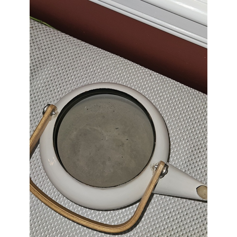 Vintage Enamel Ware Mom Tea Pot Kettle Wood Handle Retro MCM - Picture 5 of 6
